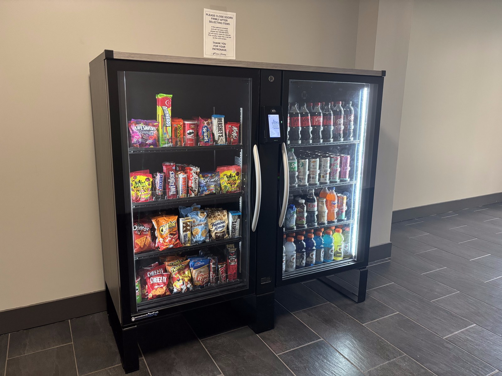 Freeman Vending smart cooler fully stocked