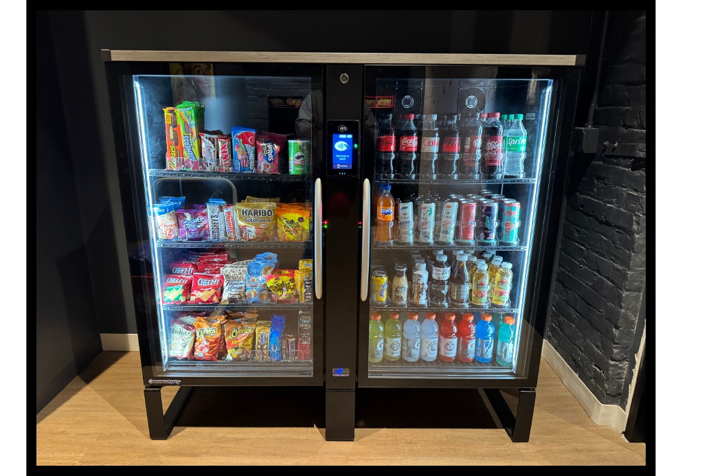 Freeman Vending cooler lit up close