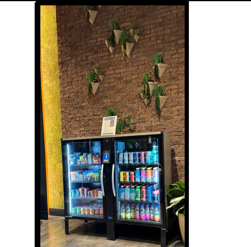 Freeman Vending smart cooler in lobby setting